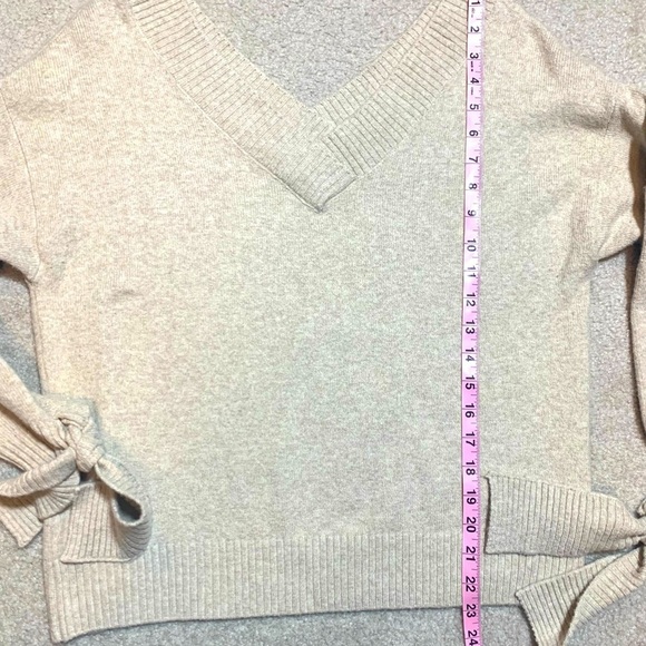 Abound V-Neck 3/4 Sleeve Sweater Women Medium Oatmeal Cotton Blend - Picture 4 of 7